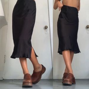 silk mid length skirt